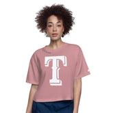 Texas Rangers Starter Women's Play the Ball Boxy Cropped T-Shirt - Pink - MLB on Sale