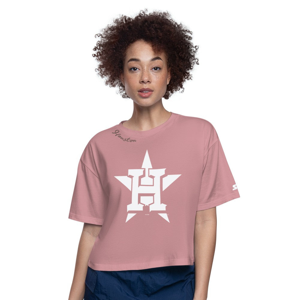 Houston Astros Starter Women's Play the Ball Boxy Cropped T-Shirt - Pink - MLB Discount