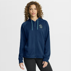 Seattle Kraken Fanatics Women's Authentic Pro Rink Raglan Full-Zip Hoodie - Deep Sea Blue - NHL 202493215