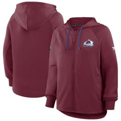 Colorado Avalanche Fanatics Women's Authentic Pro Rink Raglan Full-Zip Hoodie - Burgundy - NHL 202493231