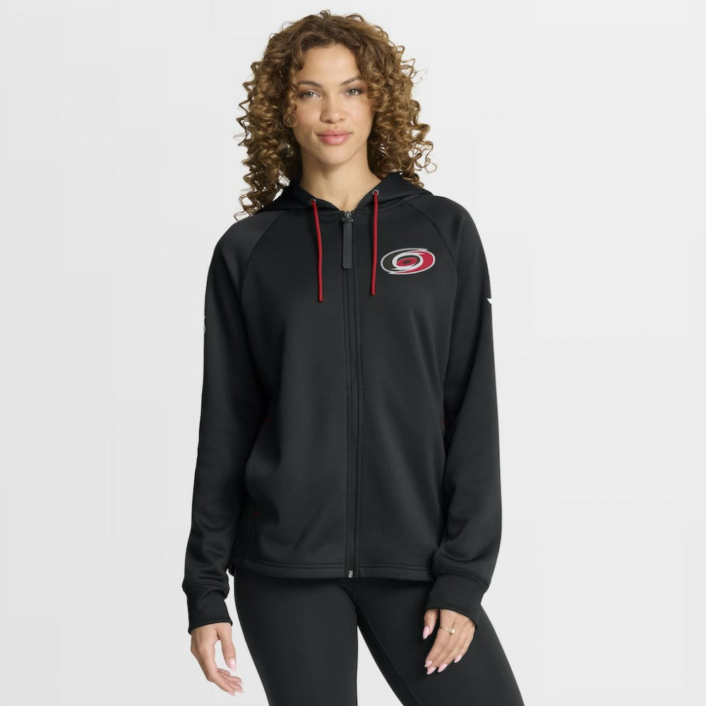 Carolina Hurricanes Fanatics Women's Authentic Pro Rink Raglan Full-Zip Hoodie - Black - NHL 202493233