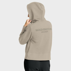 Washington Capitals Fanatics Women's Authentic Pro Road Tri-Blend Quarter-Zip Hoodie - Tan - NHL 202493511