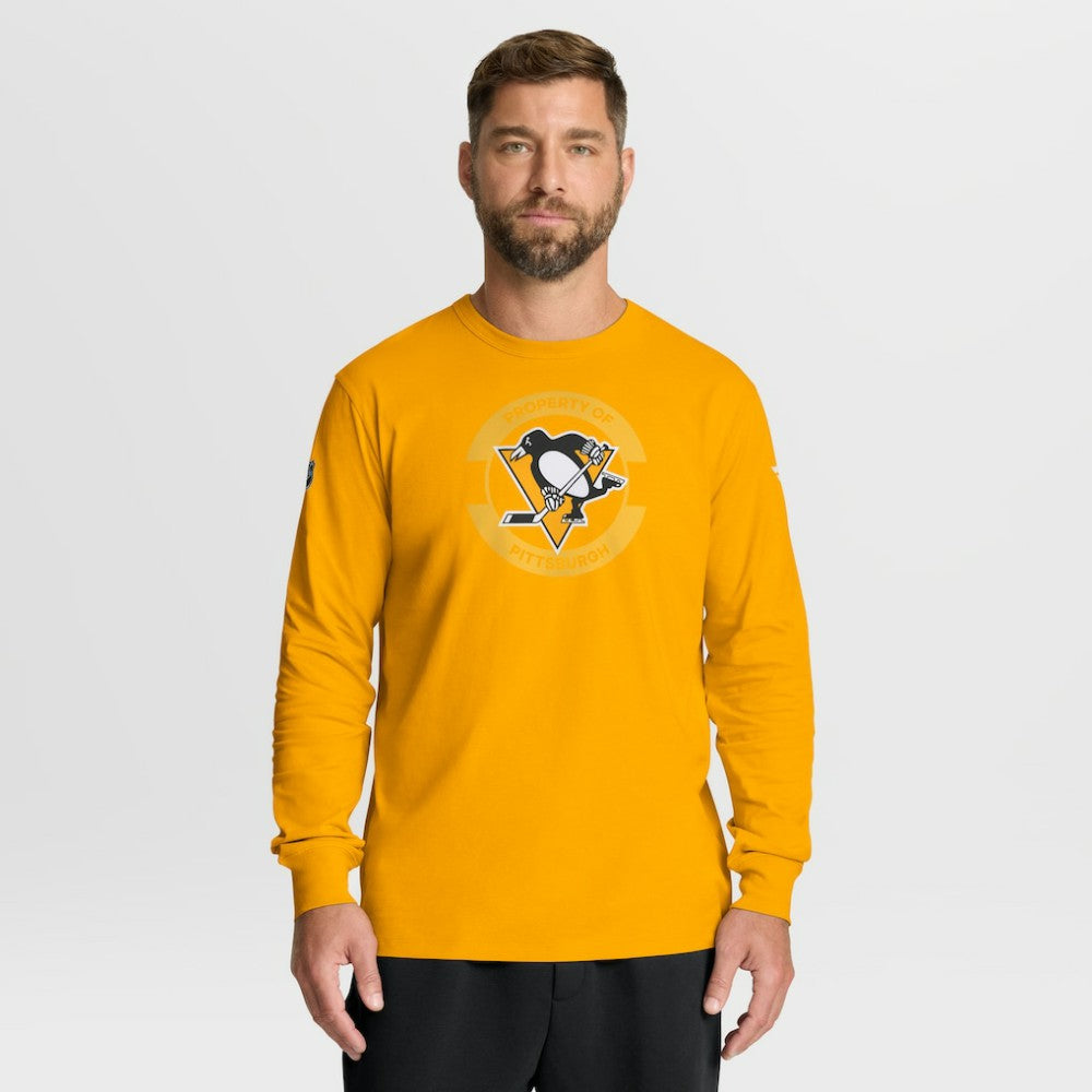 Pittsburgh Penguins Fanatics Authentic Pro Property Of Practice Long Sleeve T-Shirt - Gold - NHL 202494555