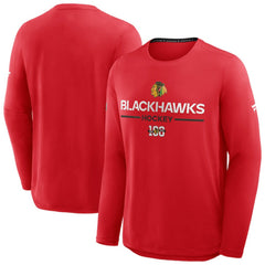 Chicago Blackhawks Fanatics Authentic Pro Centennial Rink Tech Long Sleeve T-Shirt - Red - NHL 202495552