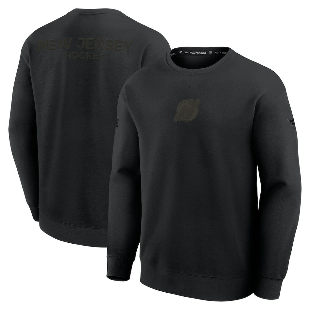 New Jersey Devils Fanatics Authentic Pro Road Tri-Blend Sweatshirt - Black - NHL 202495742