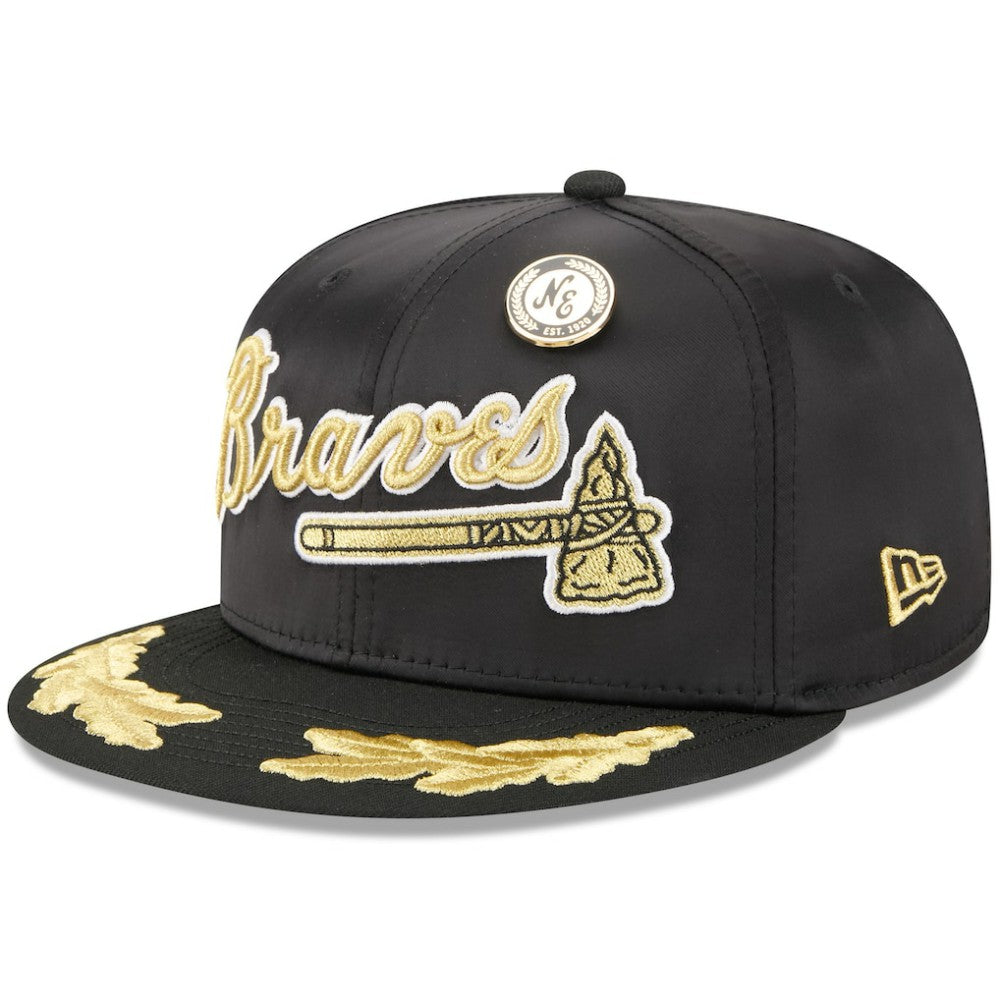 Atlanta Braves New Era 2025 59FIFTY Day Gold Leaf 59FIFTY Fitted Hat - Black - New Era Discount