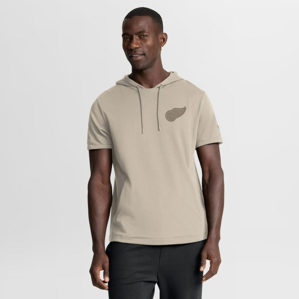 Detroit Red Wings Fanatics Authentic Pro Road Short Sleeve Hoodie - Tan - NHL 202496094