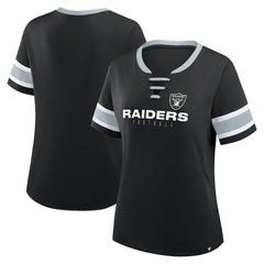 Fanatics Las Vegas Raiders Women's Redzone Draw Play Athena Lace-Up T-Shirt Black