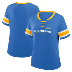Fanatics Los Angeles Chargers Women's Redzone Draw Play Athena Lace-Up T-Shirt Powder Blue