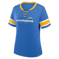 Fanatics Los Angeles Chargers Women's Redzone Draw Play Athena Lace-Up T-Shirt Powder Blue