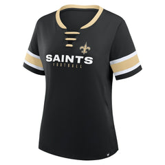 Fanatics New Orleans Saints Women's Redzone Draw Play Athena Lace-Up T-Shirt Black
