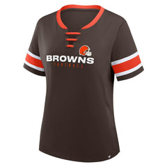 Fanatics Cleveland Browns Women's Redzone Draw Play Athena Lace-Up T-Shirt Brown