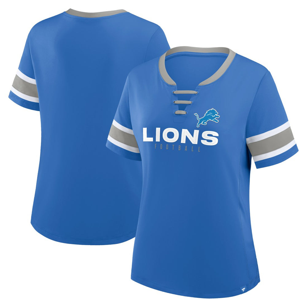 Fanatics Detroit Lions Women's Redzone Draw Play Athena Lace-Up T-Shirt Blue