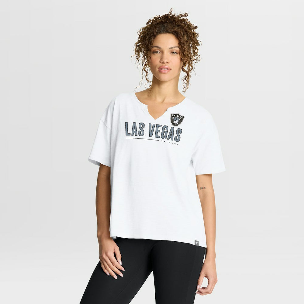 Fanatics Las Vegas Raiders Women's Redzone Slub Boxy T-Shirt White