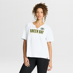 Fanatics Green Bay Packers Women's Redzone Slub Boxy T-Shirt White