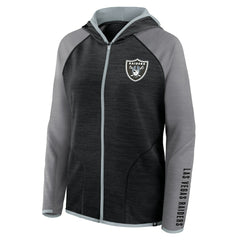 Fanatics Las Vegas Raiders Women's Redzone End Around Pass Raglan Full-Zip Hoodie Black/Gray