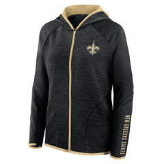 Fanatics New Orleans Saints Women's Redzone End Around Pass Raglan Full-Zip Hoodie Black