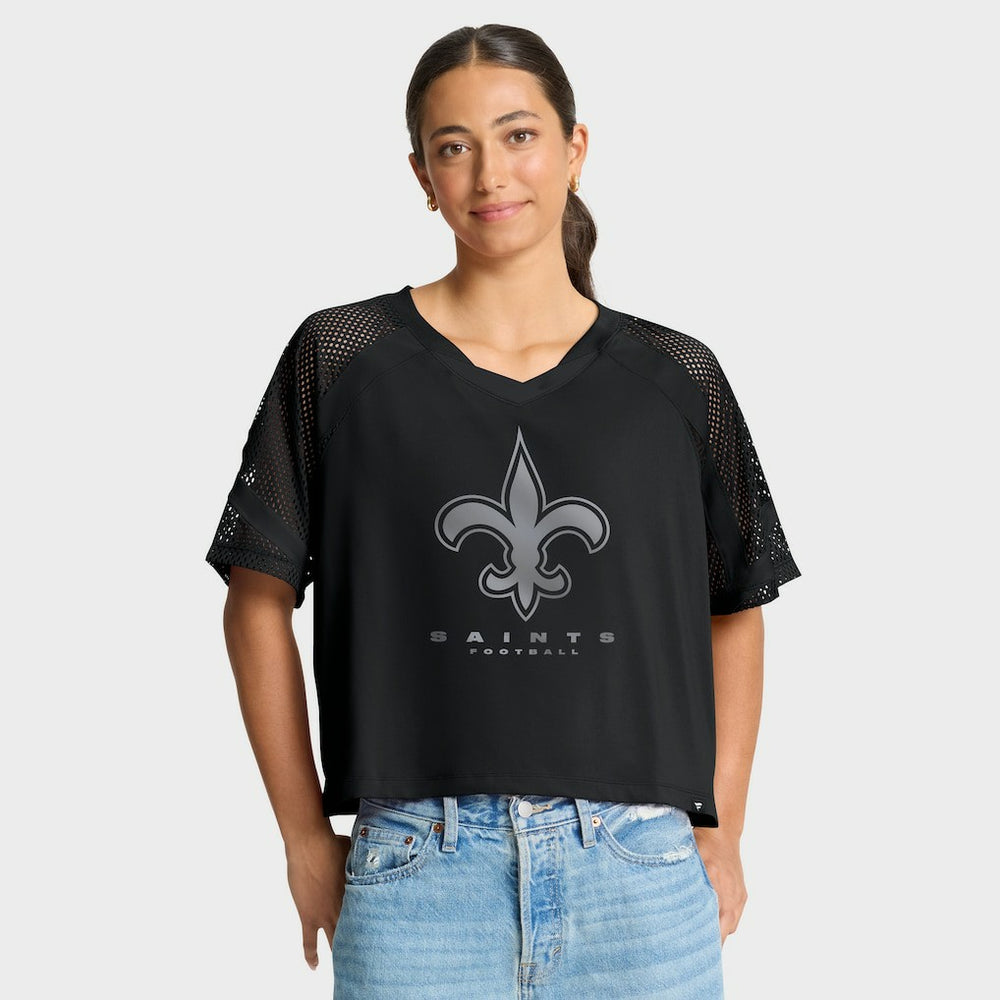 Fanatics New Orleans Saints Women's Oversized Raglan V-Neck Blackout Fashion Jersey