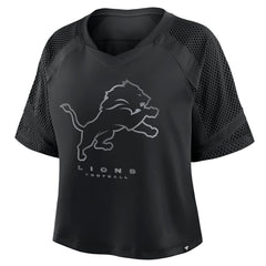Fanatics Detroit Lions Women's Oversized Raglan V-Neck Blackout Fashion Jersey