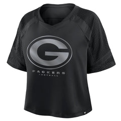Fanatics Green Bay Packers Women's Oversized Raglan V-Neck Blackout Fashion Jersey