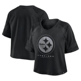 Fanatics Pittsburgh Steelers Women's Oversized Raglan V-Neck Blackout Fashion Jersey