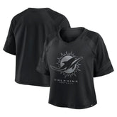 Fanatics Miami Dolphins Women's Oversized Raglan V-Neck Blackout Fashion Jersey