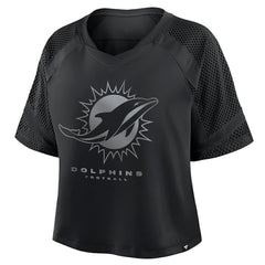 Fanatics Miami Dolphins Women's Oversized Raglan V-Neck Blackout Fashion Jersey