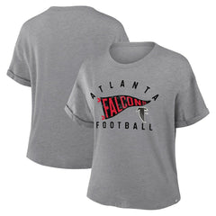 Fanatics Atlanta Falcons Women's Pennant Wave Tribute Tri-Blend Boxy T-Shirt Heather Gray
