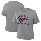 Fanatics Cincinnati Bengals Women's Pennant Wave Tribute Tri-Blend Boxy T-Shirt Heather Gray