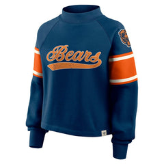 Fanatics Chicago Bears Oversized Hometown Toss Sweep Mock Neck Pullover Navy