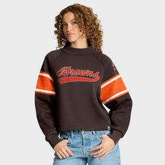 Fanatics Cleveland Browns Oversized Hometown Toss Sweep Mock Neck Pullover Brown