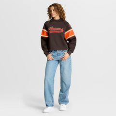 Fanatics Cleveland Browns Oversized Hometown Toss Sweep Mock Neck Pullover Brown