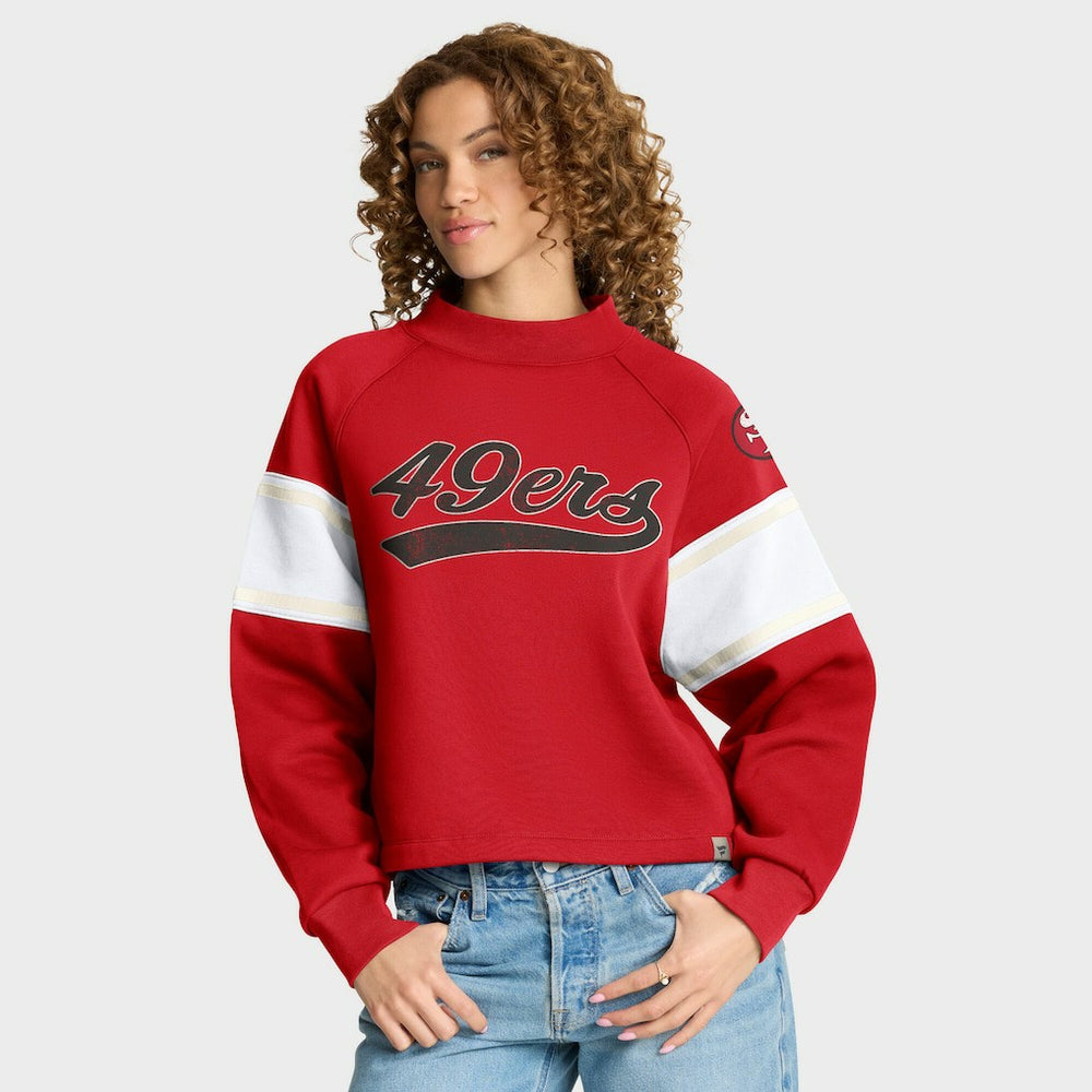 Fanatics San Francisco 49ers Oversized Hometown Toss Sweep Mock Neck Pullover Scarlet