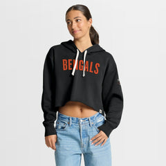 Fanatics Cincinnati Bengals Women's Oversized Hometown Heritage Cropped Hoodie Black