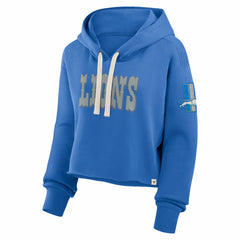 Fanatics Detroit Lions Women's Oversized Hometown Heritage Cropped Hoodie Blue