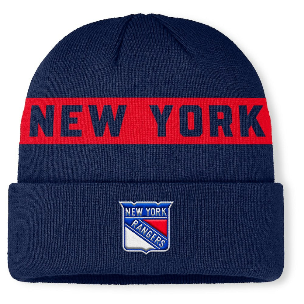 New York Rangers Fanatics Authentic Pro Rink Cuffed Knit Hat - Navy - NHL 202498857