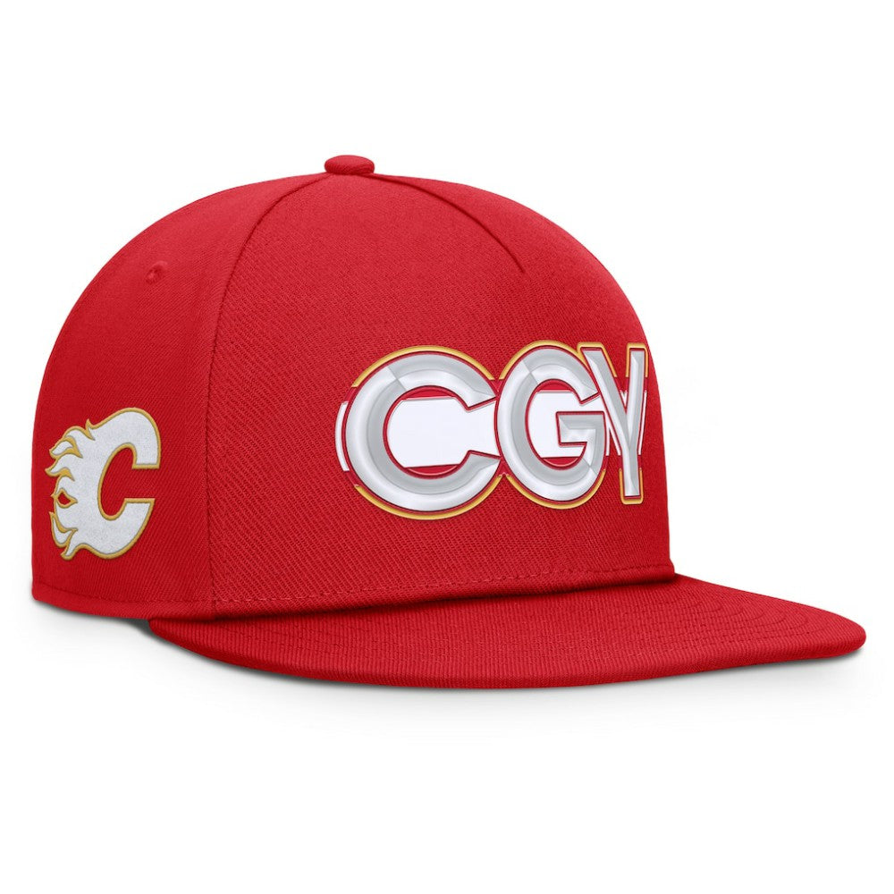 Calgary Flames Fanatics Authentic Pro Rink Team Code Snapback Hat - Red - NHL 202498925