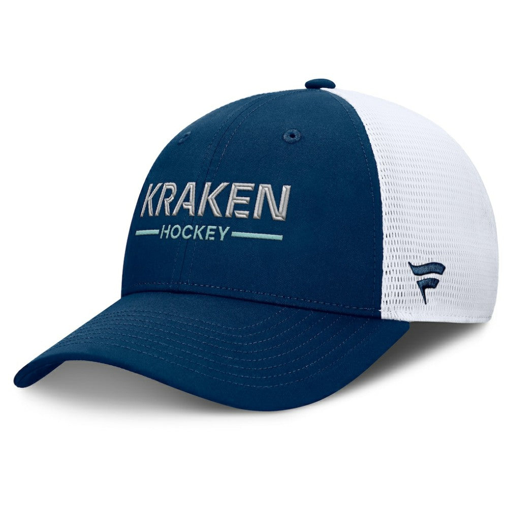 Seattle Kraken Fanatics Authentic Pro Rink Lockup Adjustable Trucker Hat - Deep Sea Blue/White - NHL 202499002
