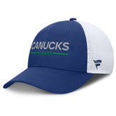 Vancouver Canucks Fanatics Authentic Pro Rink Lockup Adjustable Trucker Hat - Blue/White - NHL 202499006