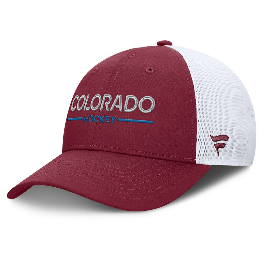 Colorado Avalanche Fanatics Authentic Pro Rink Lockup Adjustable Trucker Hat - Burgundy/White - NHL 202499019