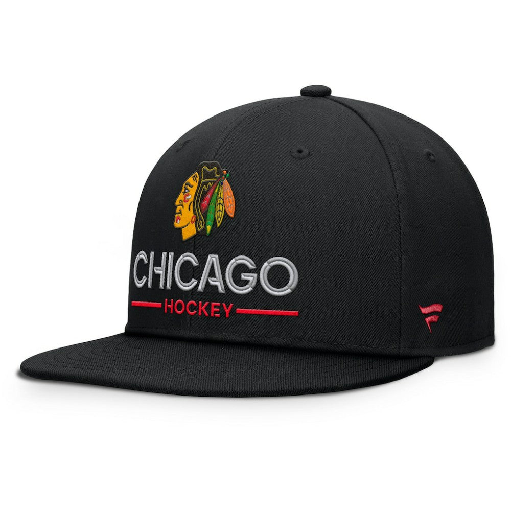 Chicago Blackhawks Fanatics Authentic Pro Rink Lockup Snapback Hat - Black - NHL 202499177