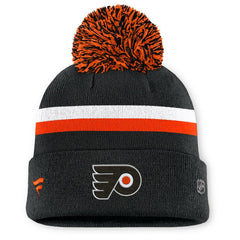 Philadelphia Flyers Fanatics Women's Authentic Pro Rink Cuffed Knit Hat with Pom - Black - NHL 202499234