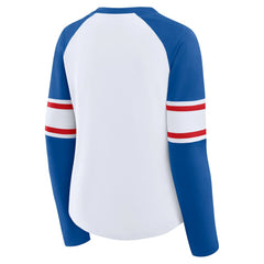 Chicago Cubs Fanatics Women's Blitz Package Raglan Lace-Up V-Neck Long Sleeve T-Shirt - White/Royal - Fanatics Online