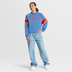 St. Louis Cardinals Fanatics Women's Oversized Toss Sweep Raglan Pullover Sweatshirt - Light Blue - Fanatics on Sale