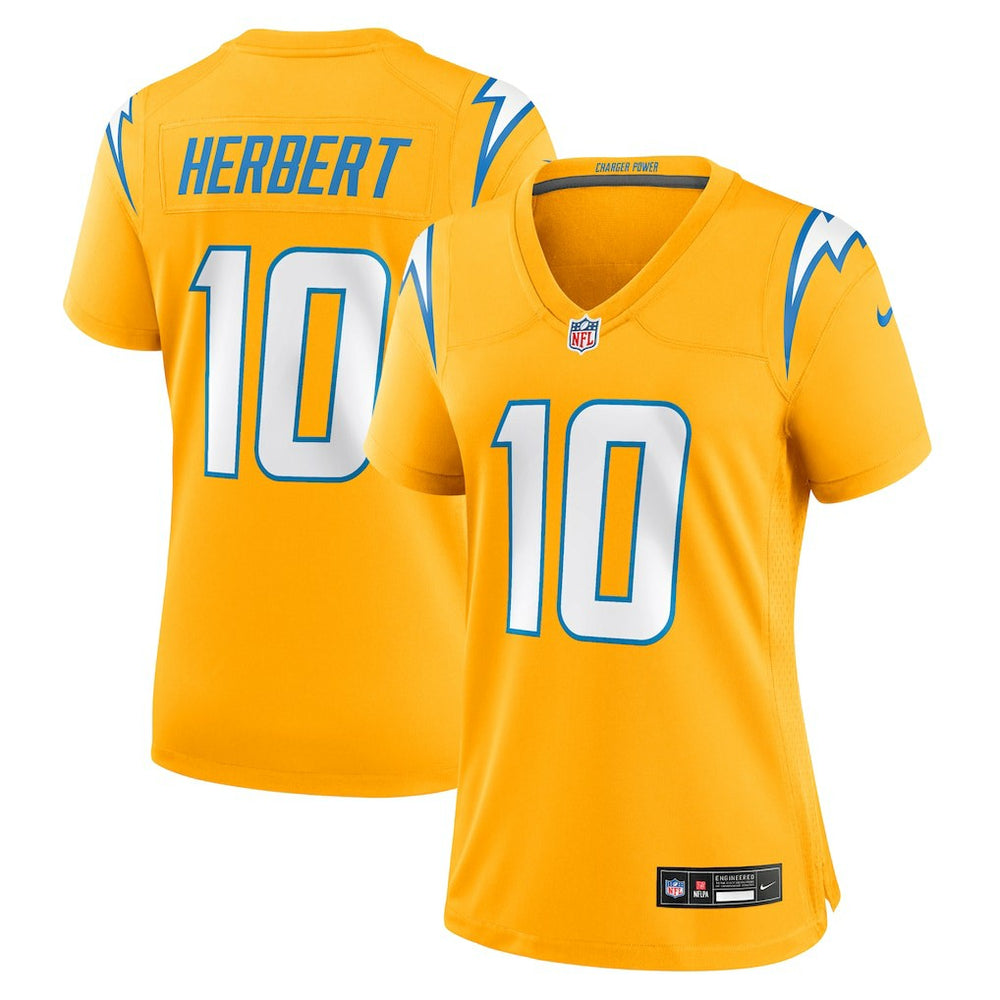 Nike Justin Herbert Los Angeles Chargers Women's Alternate Charger Power Game Jersey Gold