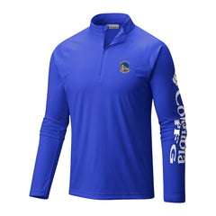 Golden State Warriors Terminal Tackle Raglan Omni-Shade Quarter-Zip Jacket for sale Royal | Columbia online
