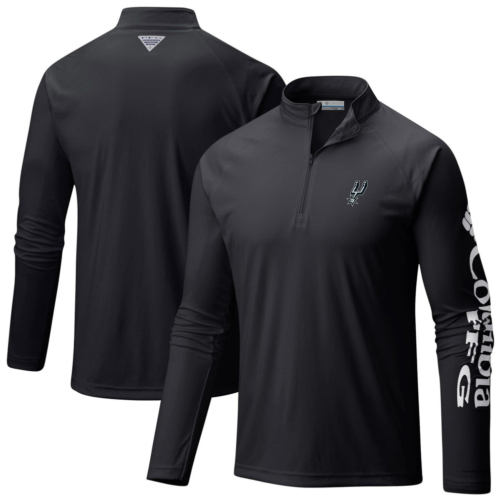 San Antonio Spurs Terminal Tackle Raglan Omni-Shade Quarter-Zip Jacket Black | Columbia for sale