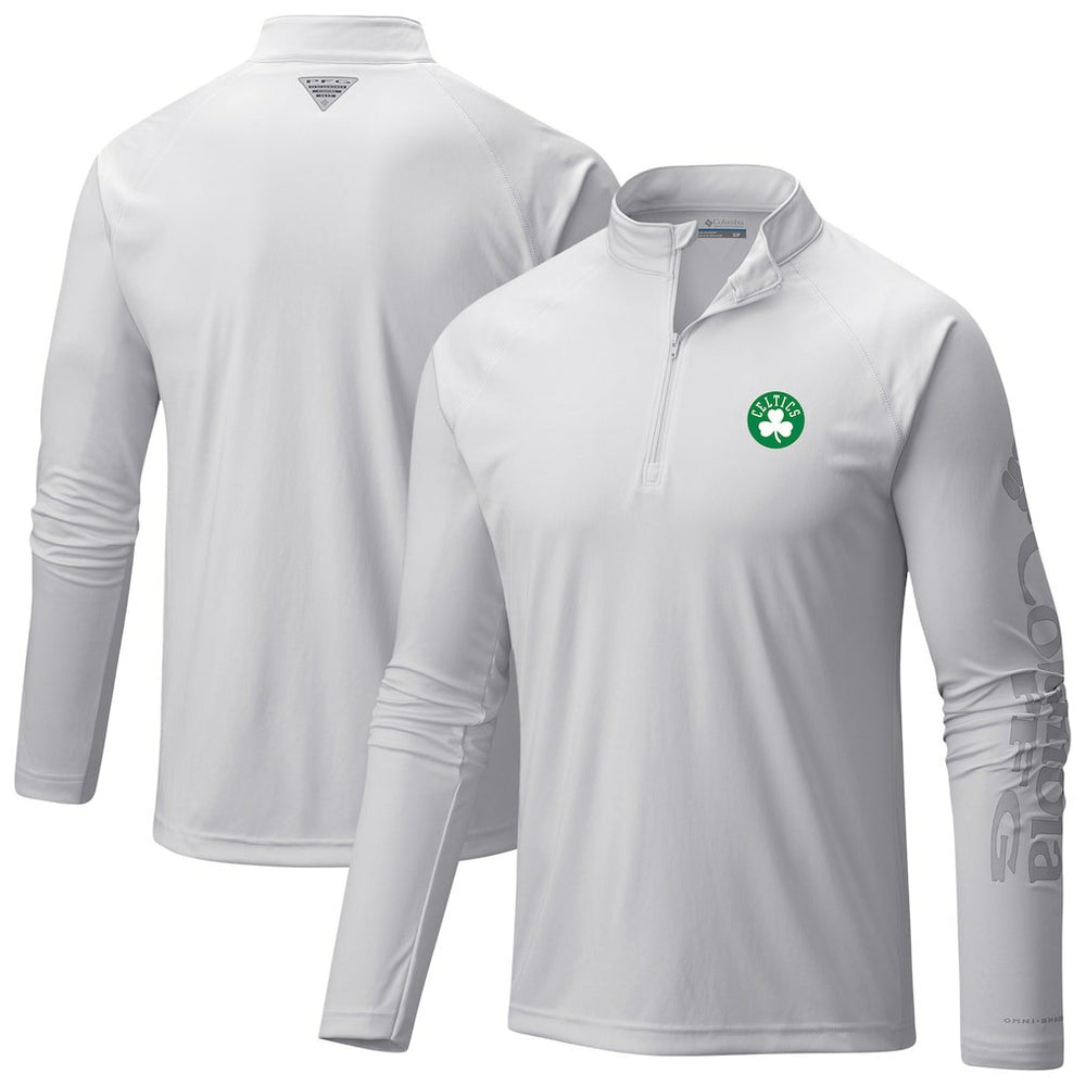 Boston Celtics Terminal Tackle Raglan Omni-Shade Quarter-Zip Jacket White | Columbia Lifestyle