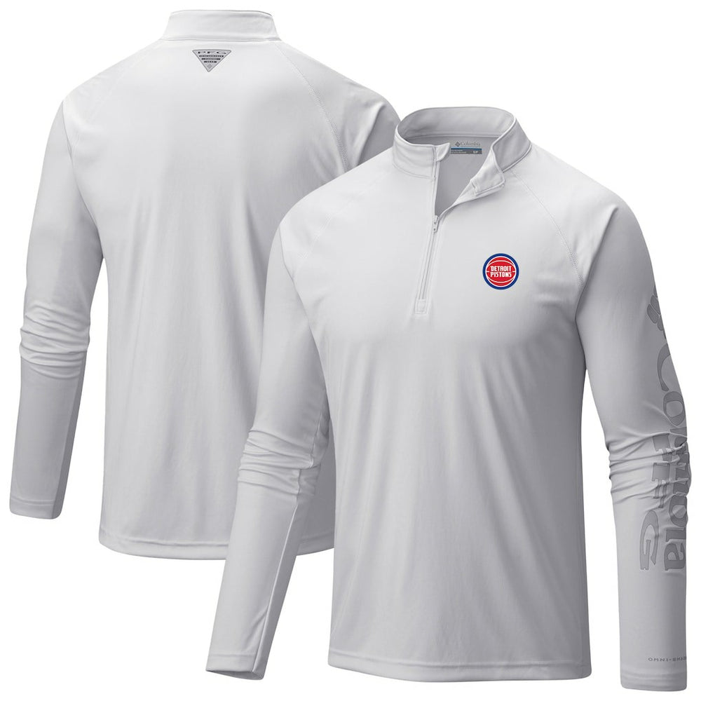 Detroit Pistons Terminal Tackle Raglan Omni-Shade Quarter-Zip Jacket for sale White | Columbia