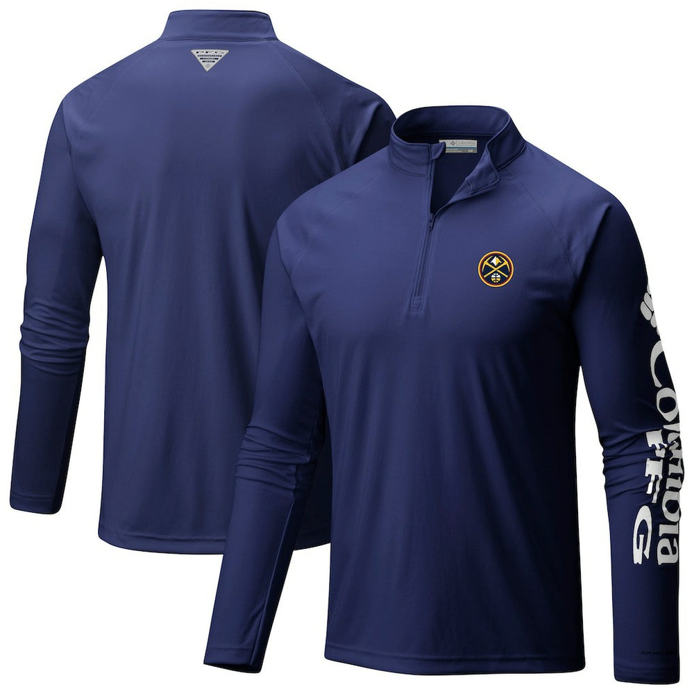 Denver Nuggets Terminal Tackle Raglan Omni-Shade Quarter-Zip Jacket for sale Navy | Columbia outlet
